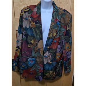 Vintage Alfred Dunner Womens Floral Blazer Jacket flower power 90's granny core